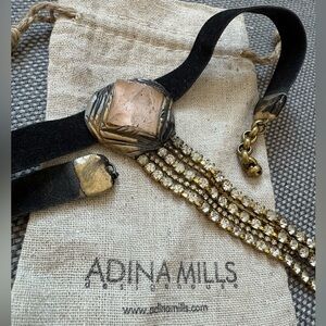 OOAK ADINA MILLS pink quartz pyramid and rhinestone choker #collectorsitem